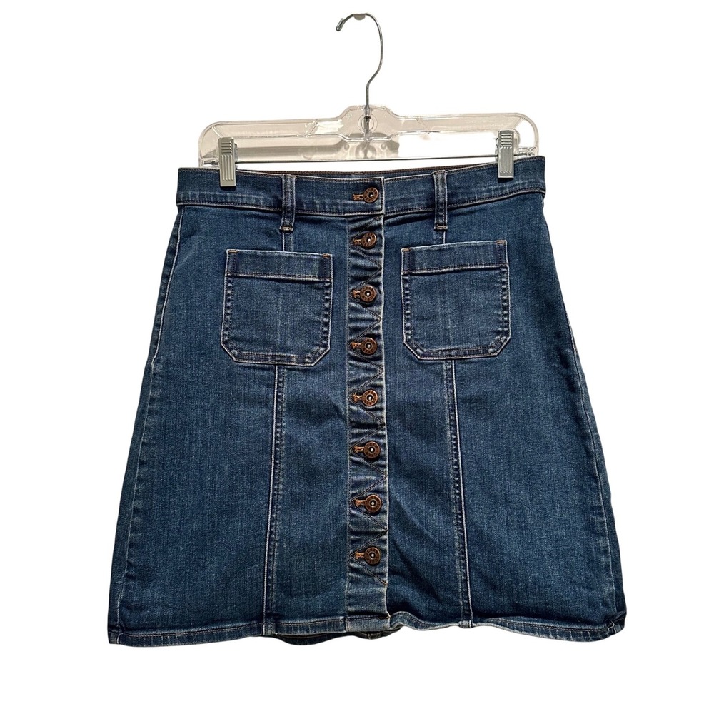 J.Crew Foxy Wash Denim Short Skirt Button Front Size 4 Summer Cottagecore Casual